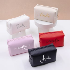 Trousse à maquillage personnalisée, trousse de maquillage personnalisée, cadeau personnalisé pour elle | cadeau personnalisé pour demoiselle d'honneur | Organisateur, sac de fête de demoiselle d'honneur