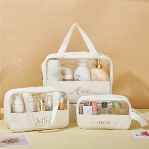 Trousse à maquillage personnalisée, trousse de maquillage personnalisée cadeau personnalisé pour elle cadeau personnalisé pour demoiselle d'honneur organisateur de cosmétiques image 1