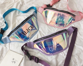 Personalized Fanny Pack, Holographic Bags, Bridesmaid Gifts, Holster Bag, Bum Bag, Waist Bag, Belt Bag, Festival Belt, Weekender Bag