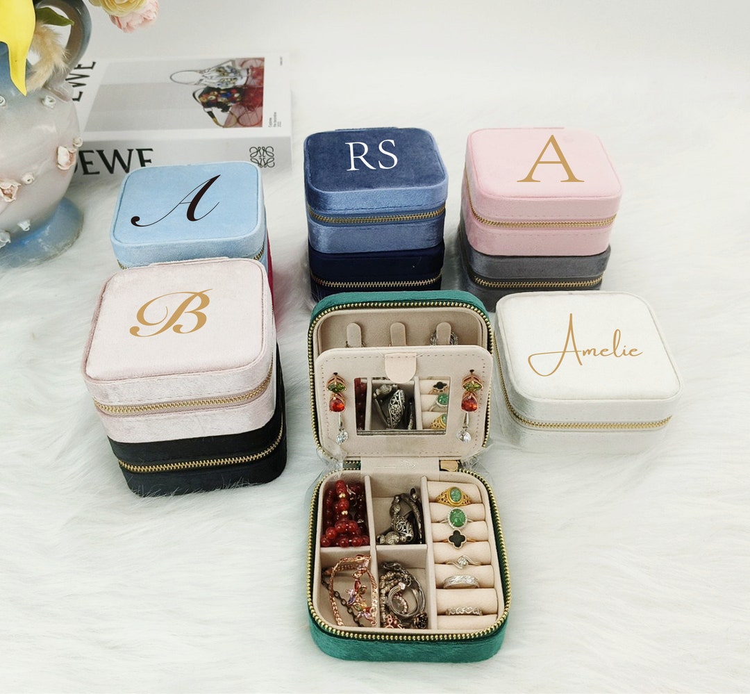 Custom Velvet Travel Jewelry Case,personalized Jewelry Box,bridesmaid ...