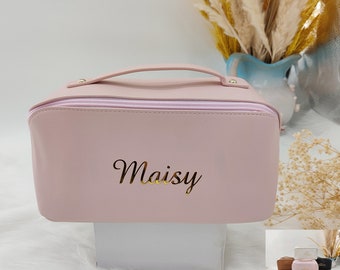 Bolsa de cosméticos personalizada con monograma / bolsa de maquillaje personalizada / regalo personalizado para ella / regalo personalizado para dama de honor, bolsa de maquillaje de viaje A