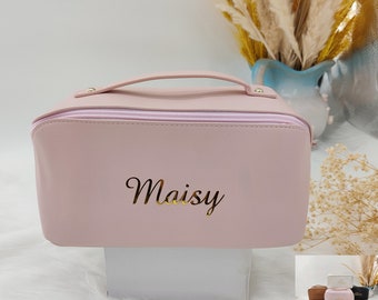 Borsa per cosmetici personalizzata con monogramma/borsa per il trucco personalizzata/regalo personalizzato per lei/regalo personalizzato per la damigella d'onore, borsa per il trucco da viaggio A