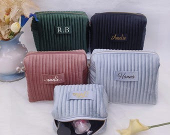 Bolsa de maquillaje de terciopelo personalizada para dama de honor, bolsa de maquillaje personalizada, regalo para ella, regalo para dama de honor, bolsa de maquillaje de viaje, regalo del día de la madre
