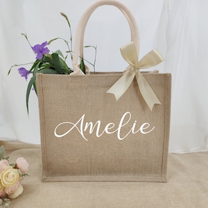 Personalized Burlap Tote - Best Day Ever Wedding Welcome Bag Beach Jute Gift Favor Bridesmaid Bachelorette Sleepover Birthday Party Bag