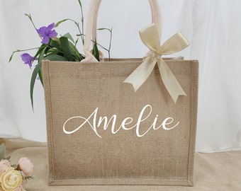 Fourre-tout personnalisé en toile de jute - sac de bienvenue pour mariage le plus beau jour de votre vie