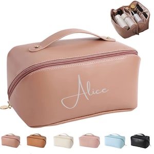 Trousse de toilette personnalisée avec monogramme trousse de maquillage personnalisée cadeau personnalisé pour elle, cadeau personnalisé pour demoiselle d'honneur, trousse de maquillage de voyage A Champagne