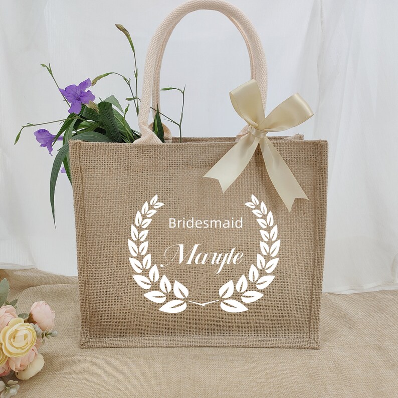 Personalized Burlap Tote Best Day Ever Wedding Welcome Bag Beach Jute Gift Favor Bridesmaid Bachelorette Sleepover Birthday Party Bag image 6
