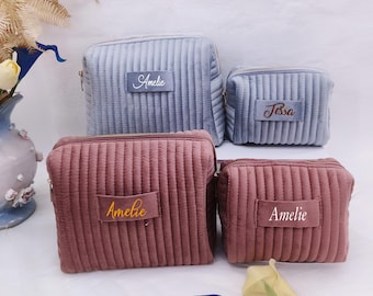 Bolsa de maquillaje de terciopelo personalizada, bolsa de maquillaje personalizada, regalo para ella, regalo para dama de honor, bolsa de maquillaje de viaje, regalo del día de la madre, regalo de cumpleaños