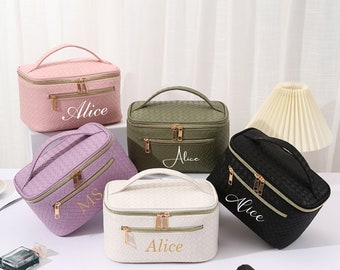 Personalised cosmetic bag with monogram |custom makeup bag,personalized gift for her,bridesmaid gift,Travel makeup bag,Mother's Day Gift,A