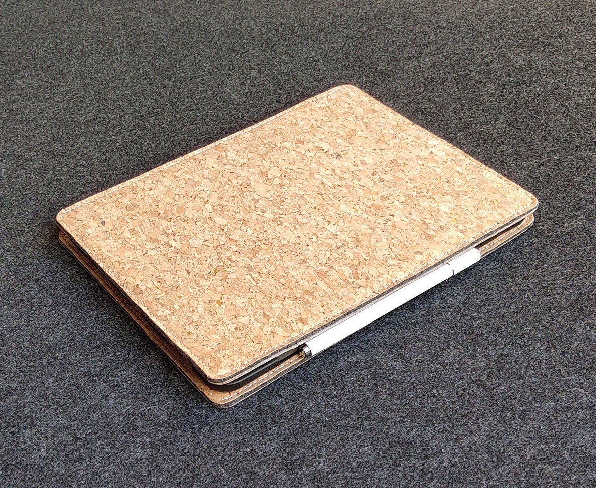 leather Felt cork ipad pro 12.9'' 11" case 2018/2022,ipad pro 10.9 10.5/10.2 File card slot ipad cover. Pen slot charging pen stand iPad case
