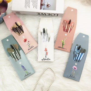 Juego de pinceles de maquillaje de viaje personalizados, pincel de maquillaje para dama de honor, regalo de dama de honor, regalo para fiesta individual, regalo personalizado para ella, regalo de Navidad.