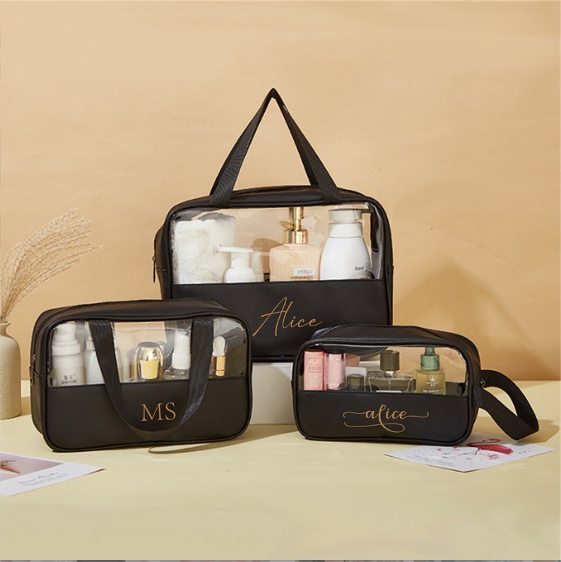 Trousse à maquillage personnalisée, trousse de maquillage personnalisée cadeau personnalisé pour elle cadeau personnalisé pour demoiselle d'honneur organisateur de cosmétiques image 2