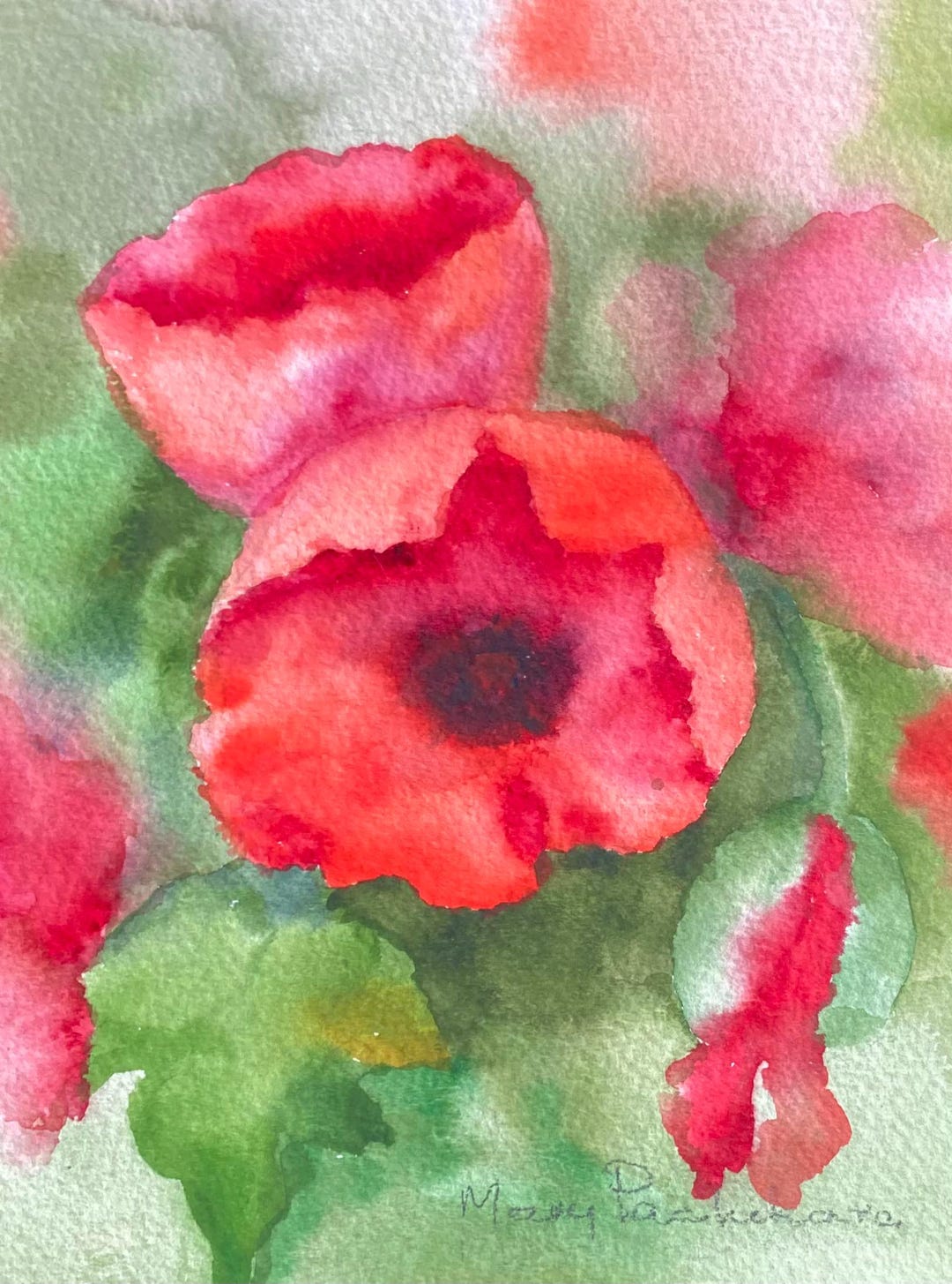 Original Red Poppy Watercolor Painting: Floral Spring Wall Art - Etsy