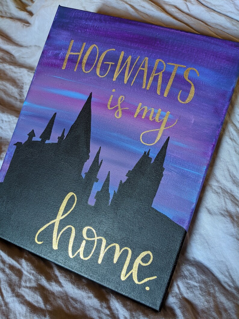 Harry Potter Quote Canvas Painting Hogwarts Is My Home 8x10 Etsy
