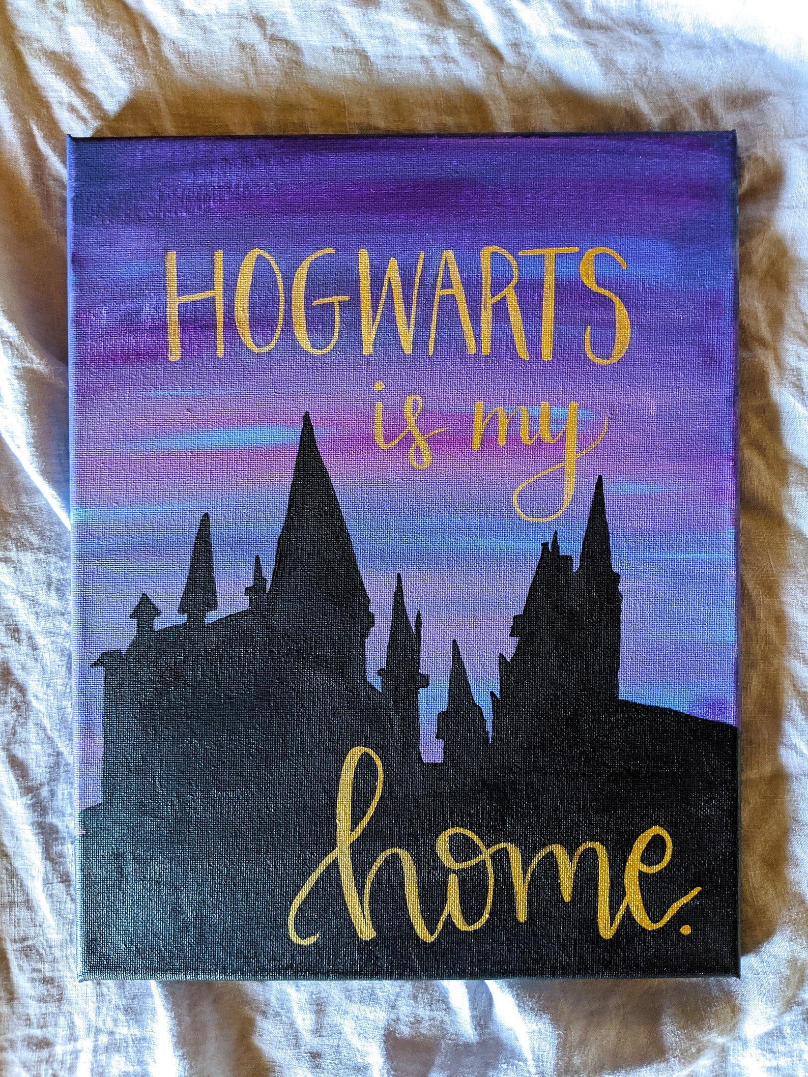 Harry Potter Quote Canvas Painting Hogwarts Is My Home 8x10 Etsy