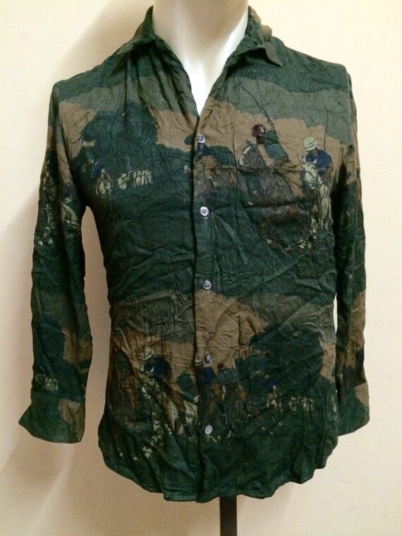 Vintage POLO Ralph Lauren 100% Rayon All Over Prin