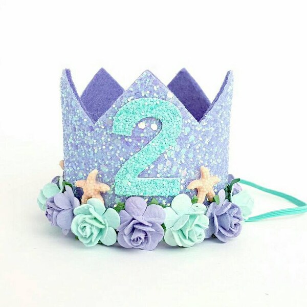 1st birthday crown , mermaid crown, birthday party hat, birthday photo shot, gold  birthday hat, baby gold birthday hat, purple hat