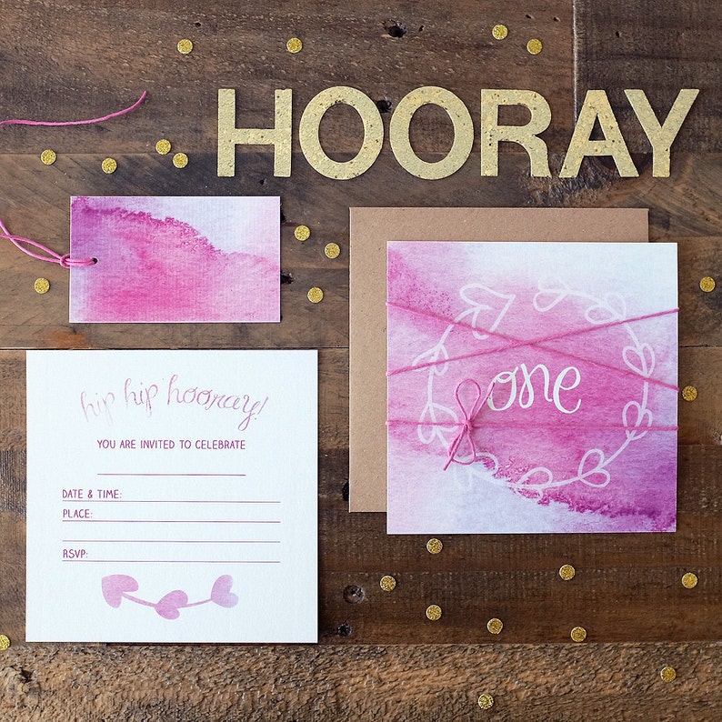 Made In Australia Pink Watercolour Party Bag Tags