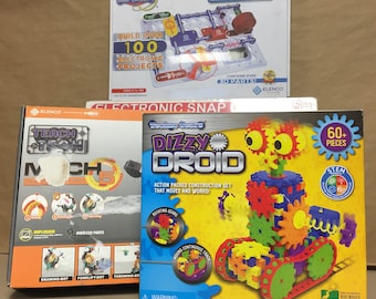 Science Learning /& Discovery Project Kit Lot Elenco Snap Circuits Mech 5 Teach Tech Dizzy Droid