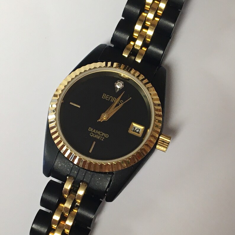 benrus watch genuine diamond quartz