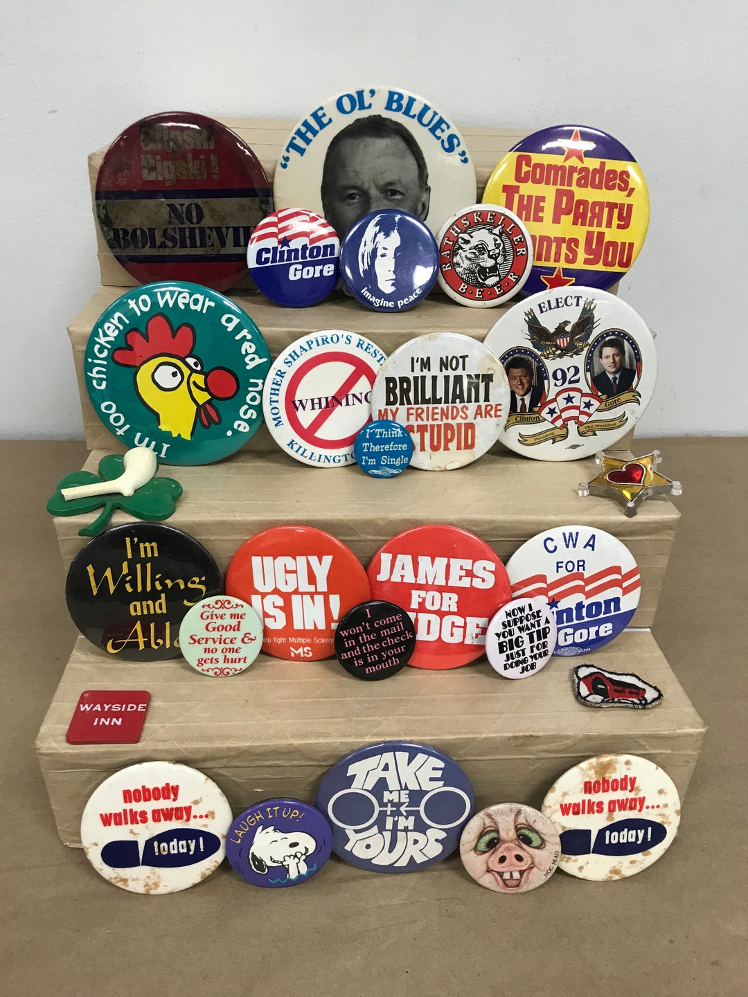 Pin Button Collection Display Vintage Estate 27 Pc Vintage Pin Button Mixed Lot Political - Etsy