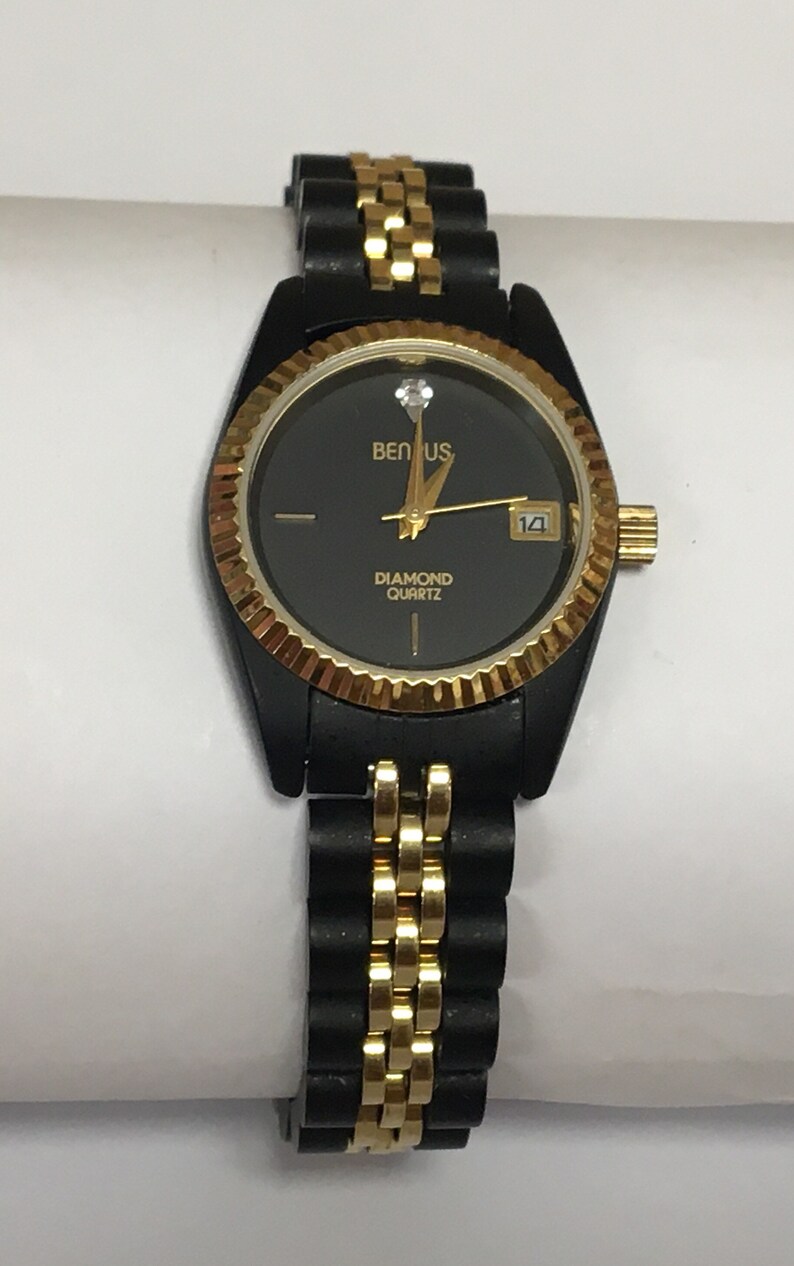 benrus watch genuine diamond quartz