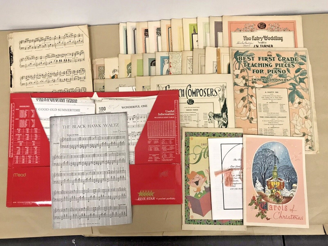 Vintage Estate 52pc Lot Old Piano Sheet Music Instructional Etsy