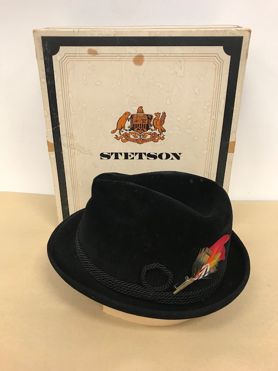 Vintage Stetson Mallory 5th Ave Fedora Hat Sz 7 W/ Feather