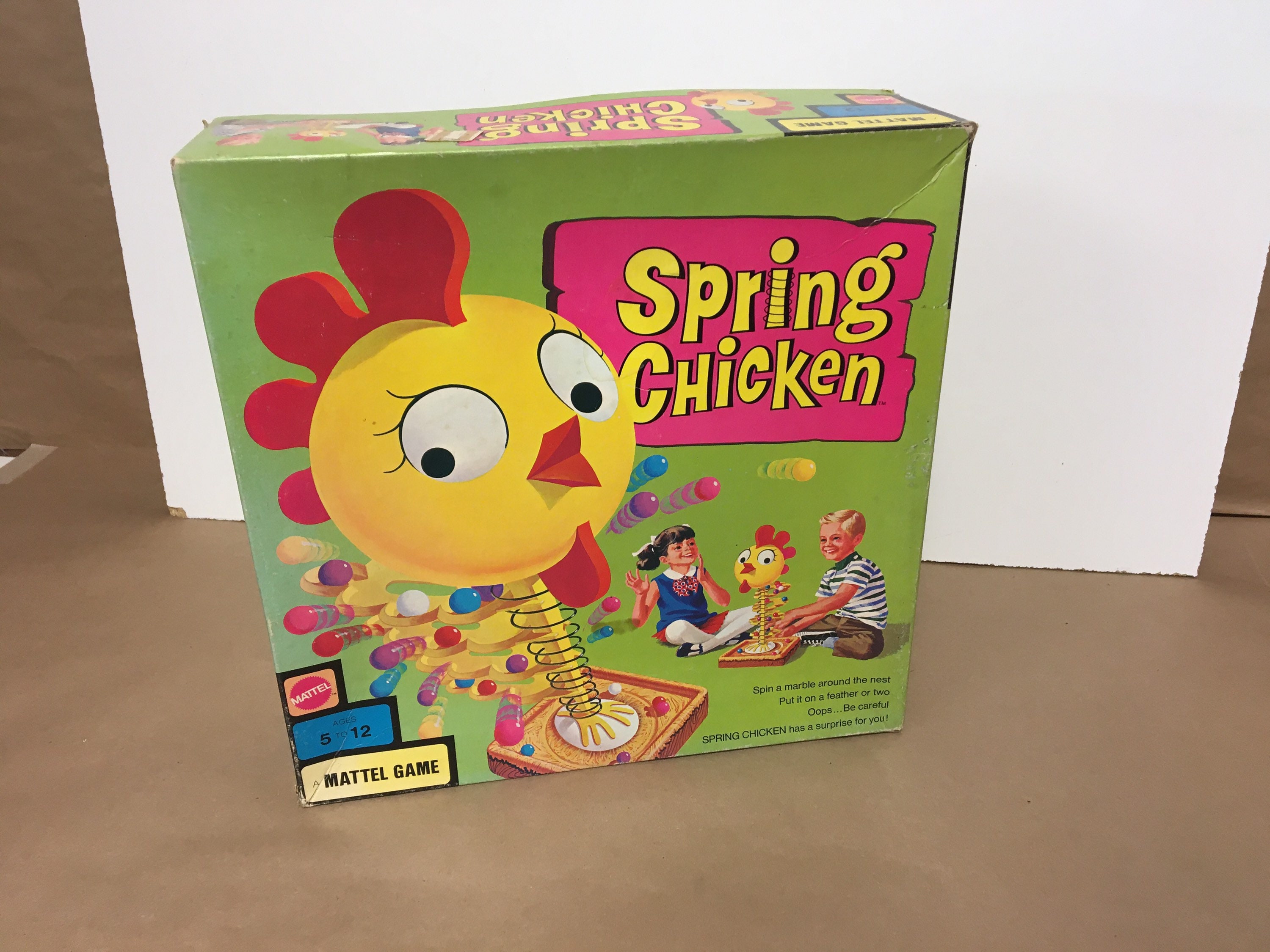 Vintage 1969 Mattel Spring Chicken Marble Game Complete in Original Box ...