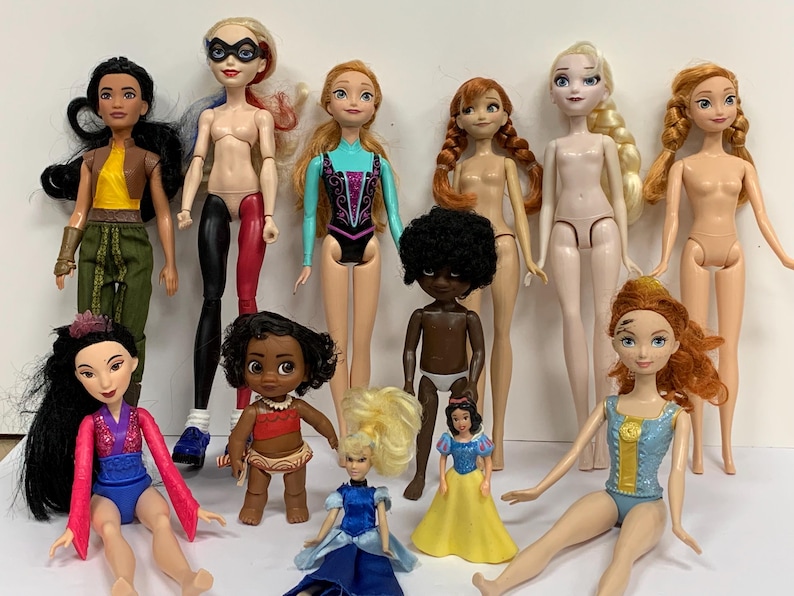 12pc Mattel Hasbro Jakks Pacific Mixed Disney Doll Lot Frozen Star Wars & More image 1