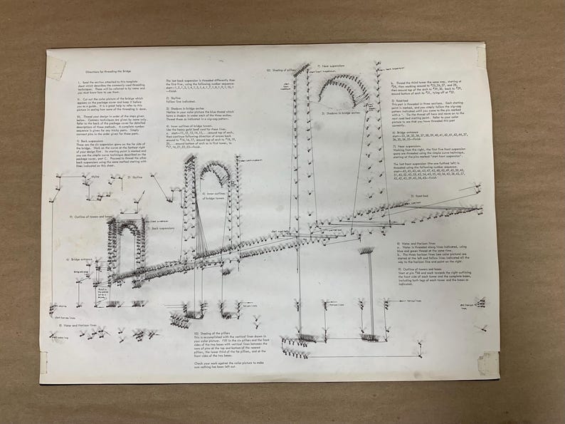 Vintage 1970's Threadcraft Line Design Kit Suspension Bridge Thread Art ...