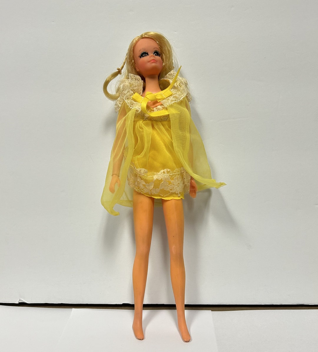 Vintage 1970's Live Action PJ Barbie Doll With Yellow Nightgown
