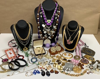 Vintage Jewelry Lot Necklaces Earrings Bracelets Pins 2 Pieces Marked 14K GF 14KGE
