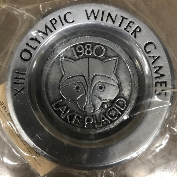 Sealed Vintage 1980 Lake Placid XII Olympic Winter Games Pewter Ashtray