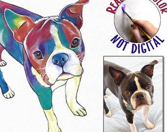 CUSTOM Rainbow, REAL WATERCOLOR, Pet Portrait, Custom Dog Gifts, Pet Memorial, Custom Pet Painting, Dog or Cat Portrait, Pet Loss Gift