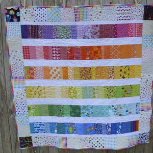 Scrappy Rainbow Stripes Quilt