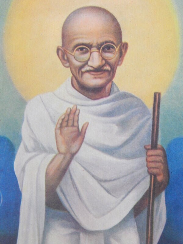 Chromolitographie Patit Pawan Gandhi Vintage Print Oleograph Inde 39, 5x55cm