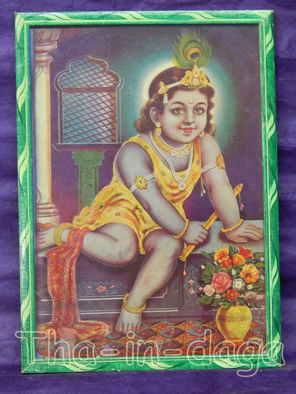 Ancienne Chromolithographie Encadrée 25, 5x35, 5cm Print Oleograh Inde 53