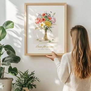 Mother&#39;s Day Poster | Gift for Grandma | Personalized Print | Birth Flower Bouquet