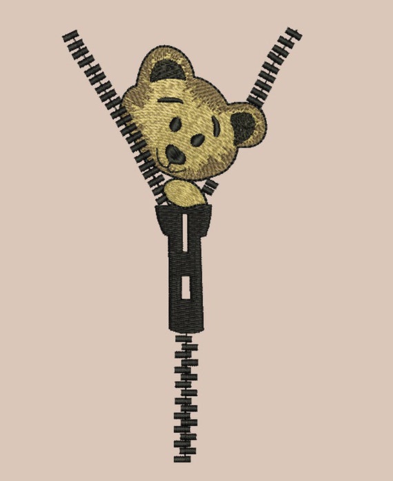 Machine embroidery design toy Bear zipper Bear for Etsy