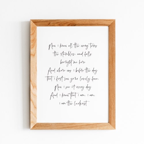 Ben Folds the Luckiest Printable Wall Art. Song Lyrics. Home - Etsy