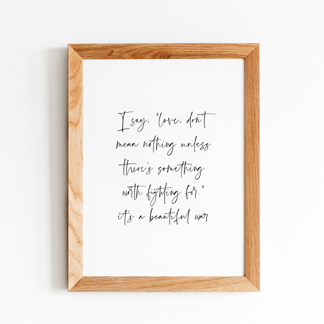 Kings of Leon Beautiful War Printable Wall Art. Song Lyrics. Home Decor. Gallery Wall Etsy