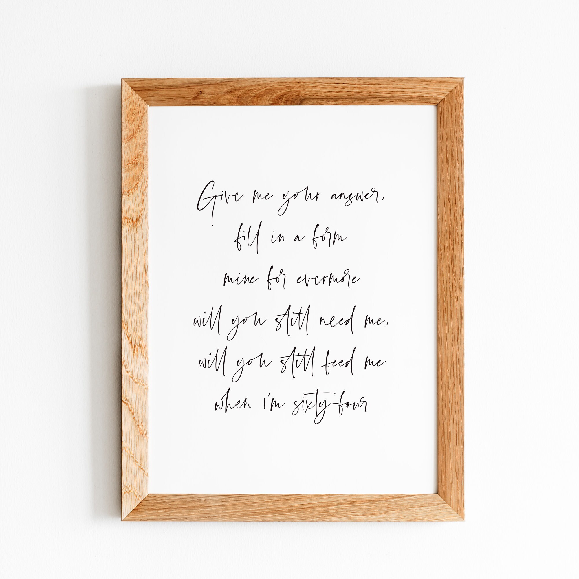 Paroles De The Beatles When I m Sixty four The Beatles When Im Sixty-Four Printable Wall Art. Paroles de - Etsy France