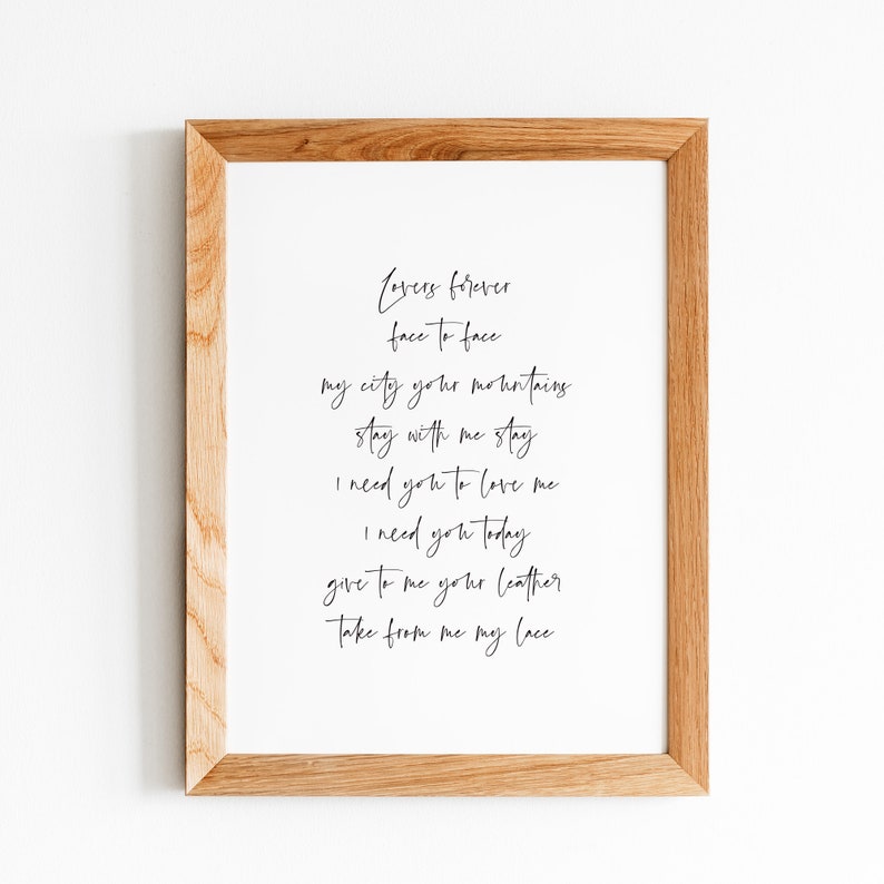 Stevie Nicks Leather and Lace Printable Wall Art. Song Lyrics. Home