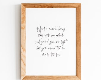 Fleetwood Mac Sara Printable Wall Art. Song Lyrics. Home Decor. Gallery Wall