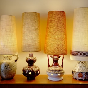 Mid-Century Modern Conical Lampshade - Hessian - Beige, Gold, Mustard, White