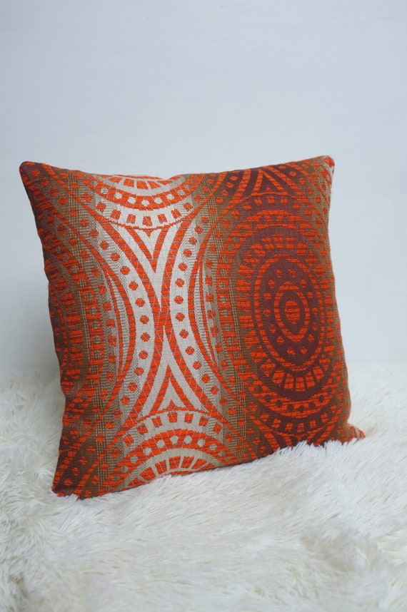 Coussin Tissu Années 70, Motif Abstrait Et Coloré, Style Hippie Et Artisanal