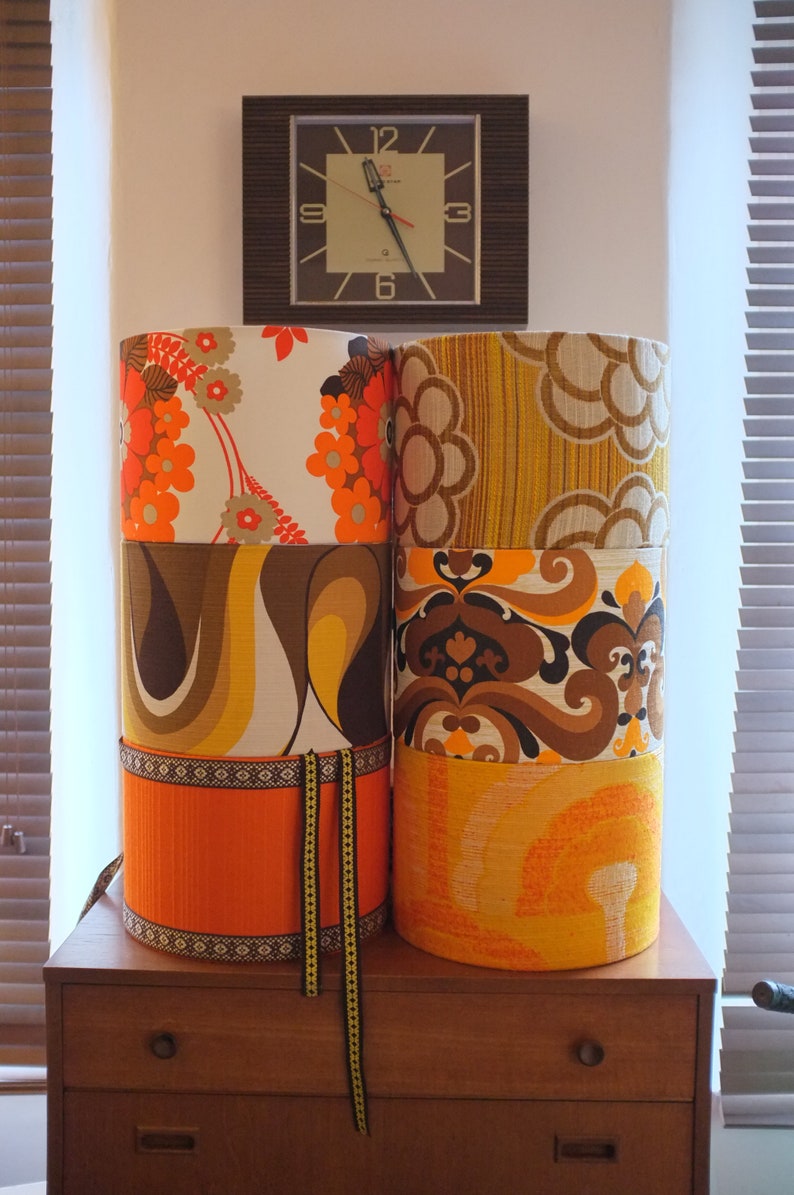 Retro Cushion Cover 16x16 70s Original Orange Fabric Etsy UK