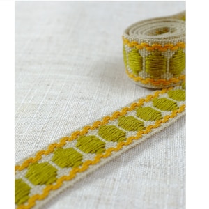 Tresse de style vintage - Garniture en tissu tissé - 2cm de large - Vert