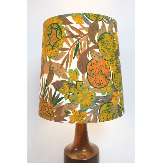 Trim Brown Vintage 60s//70s Original Retro Fabric Conical Lampshade